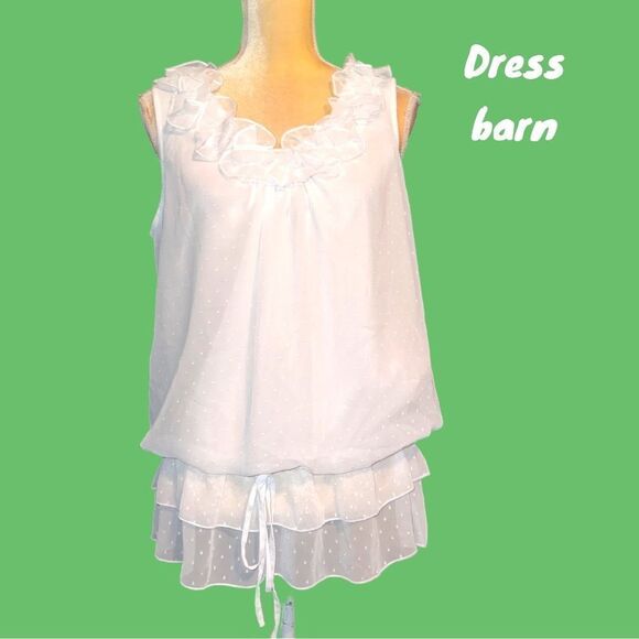 Dress Barn gorgeous white top with dainty design! New! - Picture 2 of 12